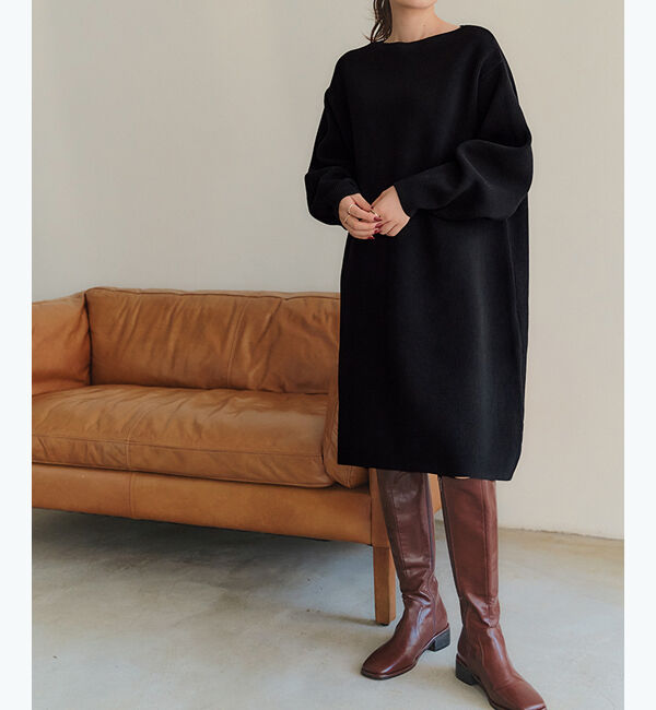 titivate「コクーンシルエットミニ丈ニットワンピース」|ワンピース|ブラック