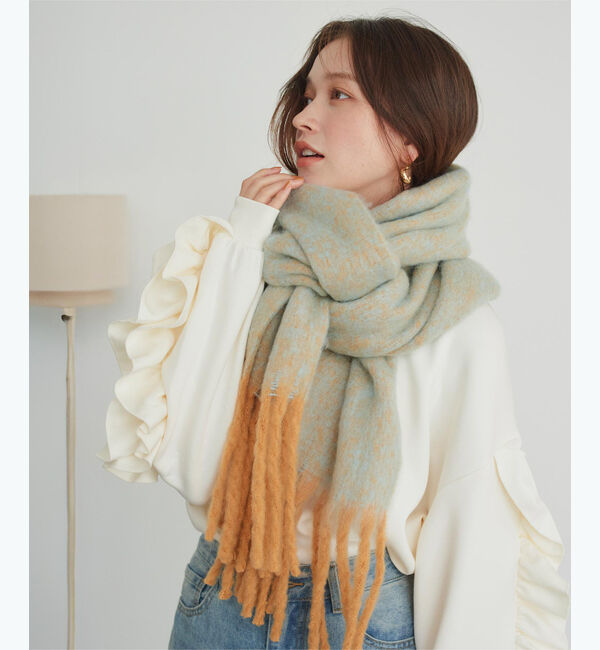 titivate「メランジボリュームマフラー」|ストール|ブルー