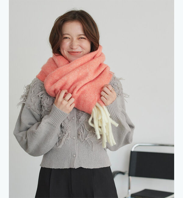 titivate「メランジボリュームマフラー」|ストール|イエロー