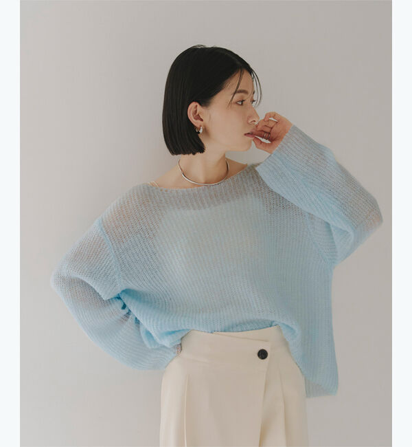 titivate「モヘアタッチローゲージニット」|ニット・セーター|ライトブルー