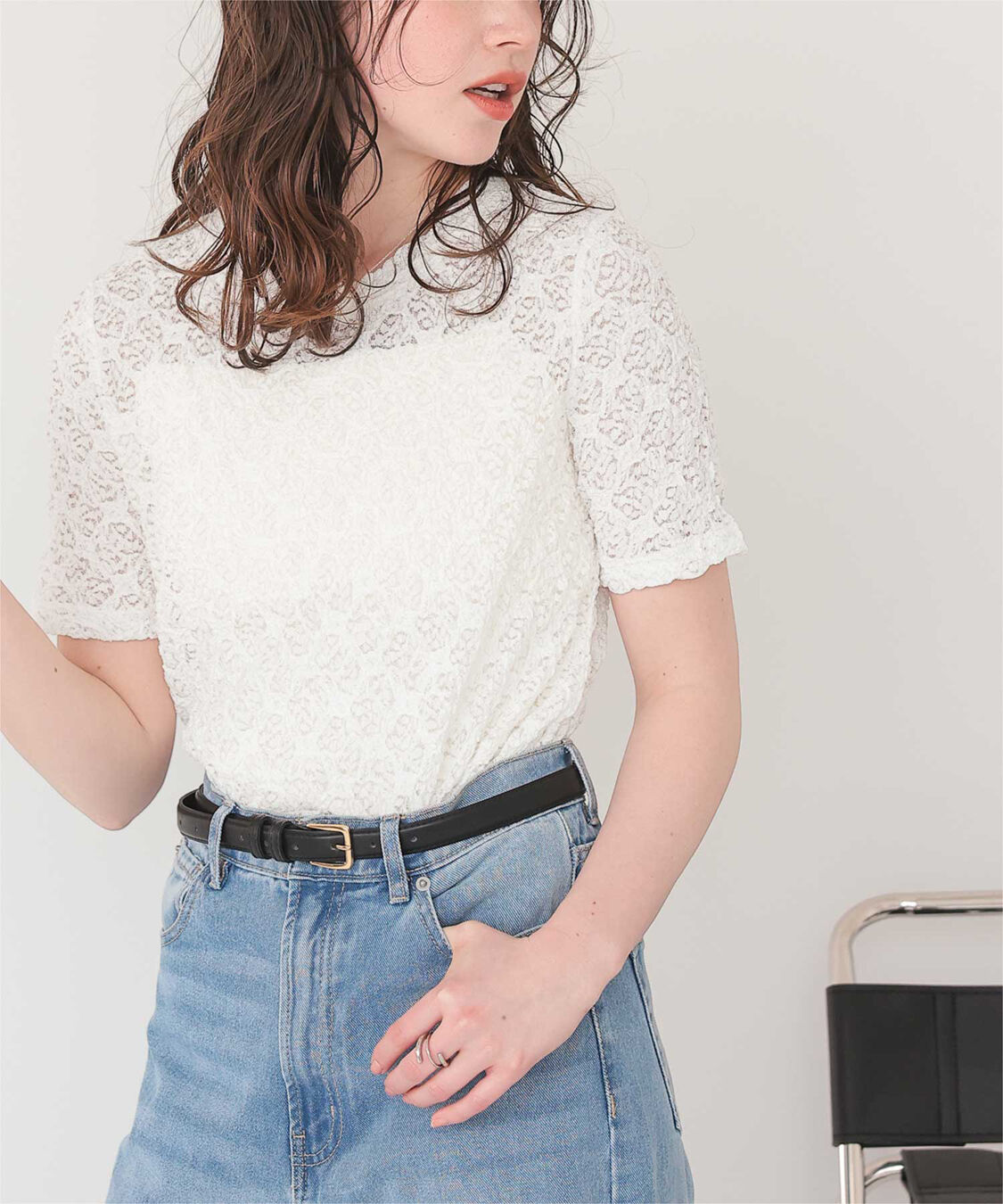 titivate「ハーフスリーブレーストップス」|Tシャツ・カットソー|