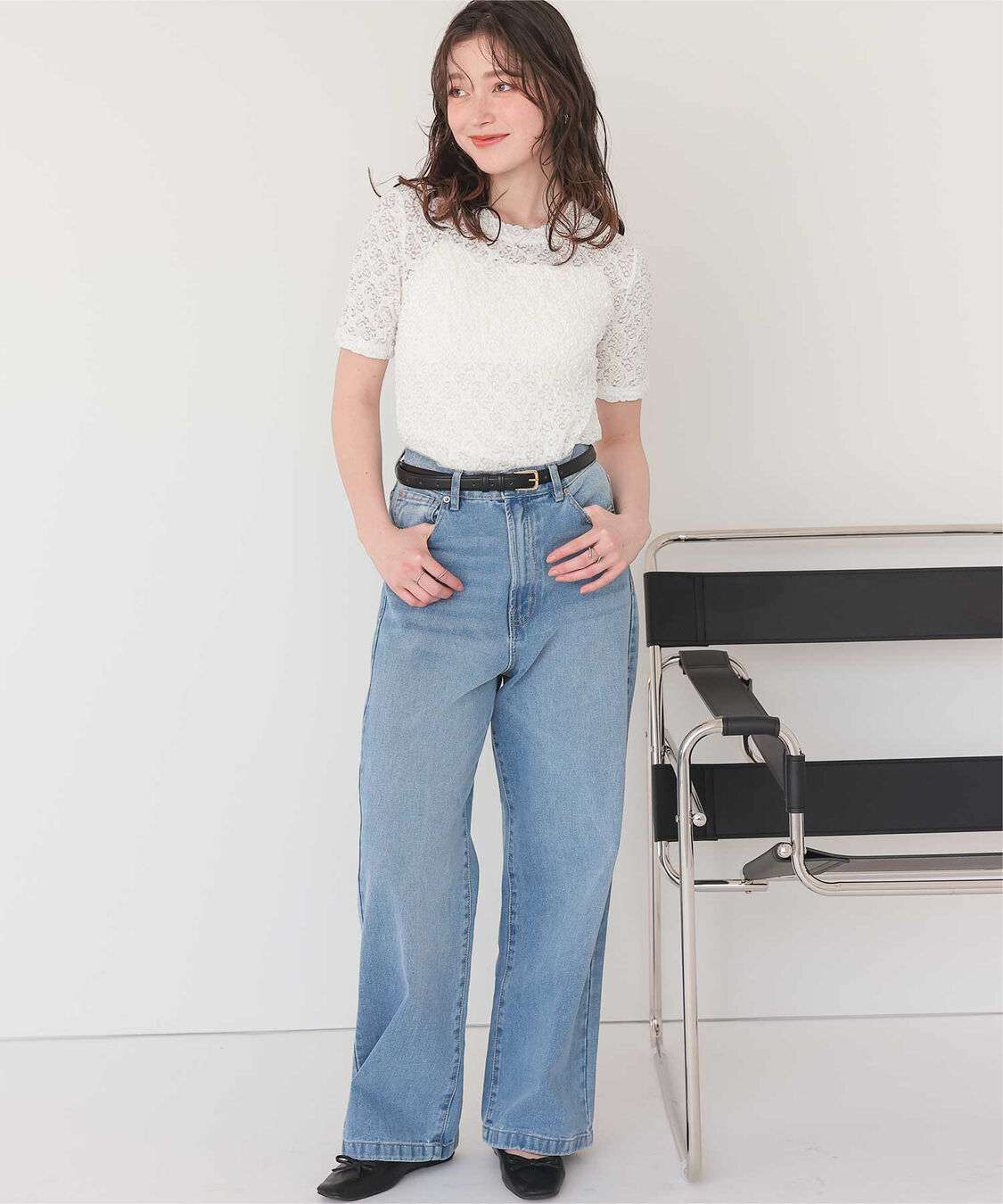 titivate「ハーフスリーブレーストップス」|Tシャツ・カットソー|