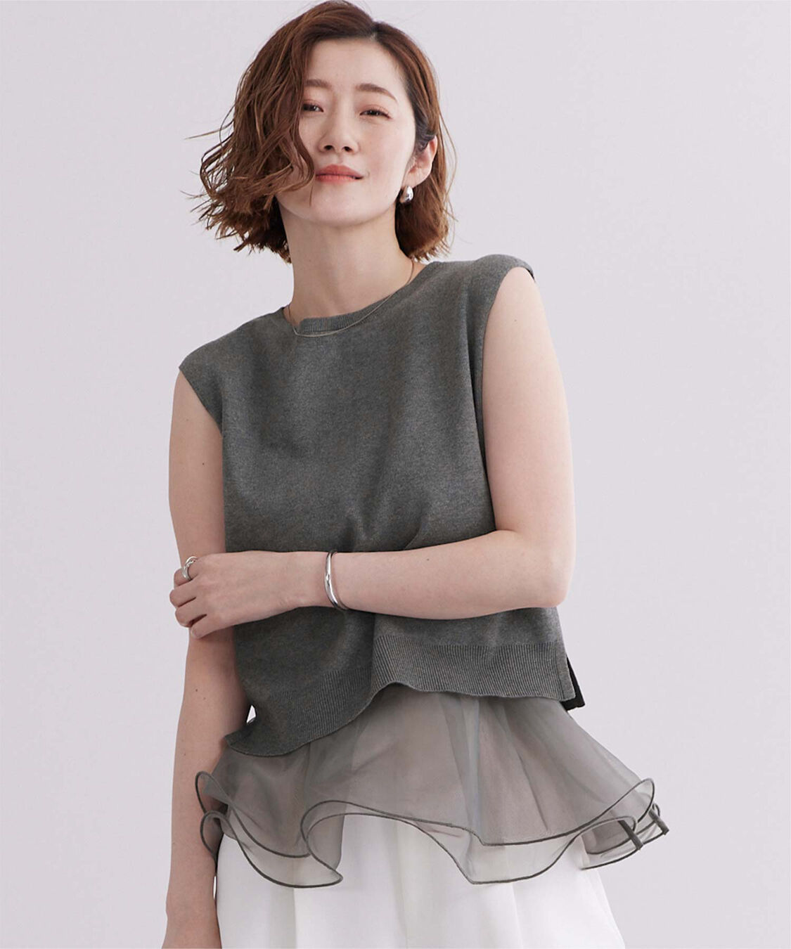 ur's「フレアベルト付ニットプルオーバー」|ニット・セーター|チャコール