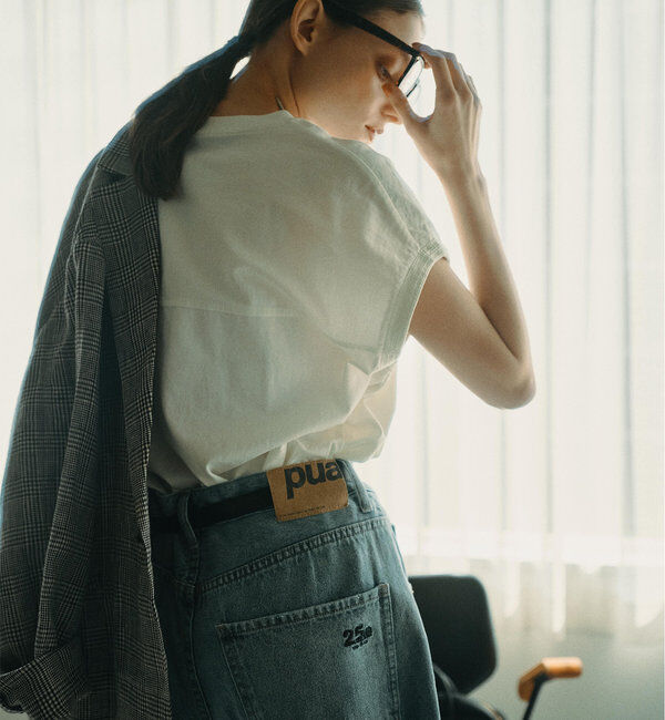  「袖口太糸ステッチロゴプリントTシャツ」|Tシャツ・カットソー|