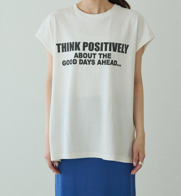  「袖口太糸ステッチロゴプリントTシャツ」|Tシャツ・カットソー|