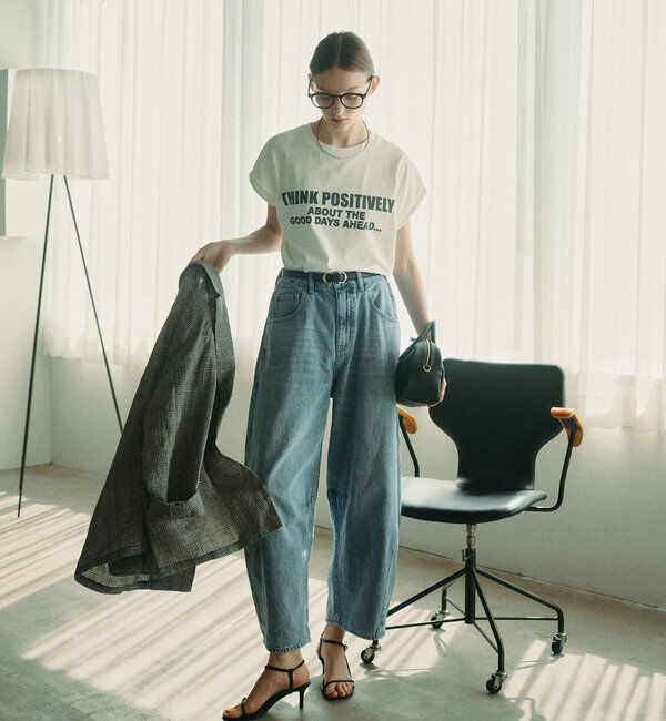  「袖口太糸ステッチロゴプリントTシャツ」|Tシャツ・カットソー|