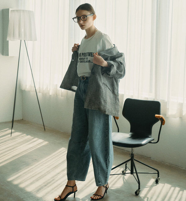  「袖口太糸ステッチロゴプリントTシャツ」|Tシャツ・カットソー|