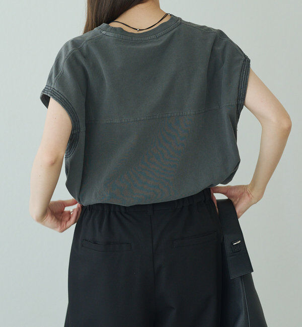  「袖口太糸ステッチロゴプリントTシャツ」|Tシャツ・カットソー|