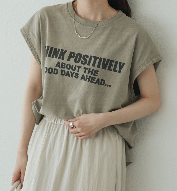  「袖口太糸ステッチロゴプリントTシャツ」|Tシャツ・カットソー|