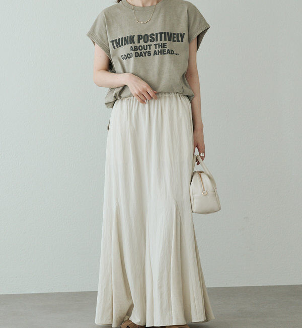  「袖口太糸ステッチロゴプリントTシャツ」|Tシャツ・カットソー|