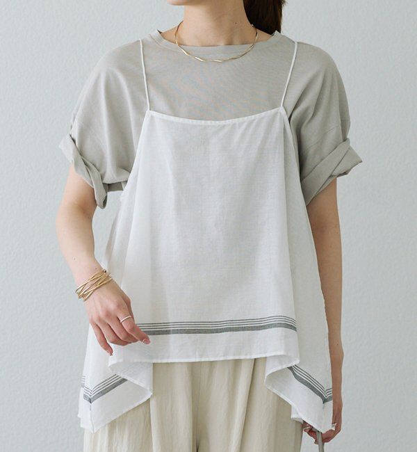  「【25th】パネルコットンラミーキャミブラウス」|キャミソール|オフホワイト