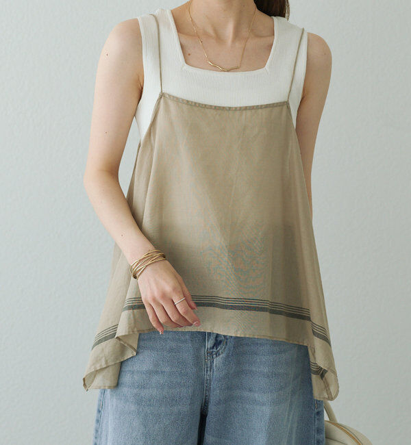  「【25th】パネルコットンラミーキャミブラウス」|キャミソール|