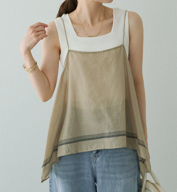  「【25th】パネルコットンラミーキャミブラウス」|キャミソール|