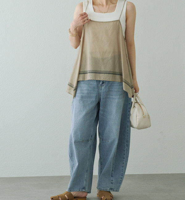  「【25th】パネルコットンラミーキャミブラウス」|キャミソール|