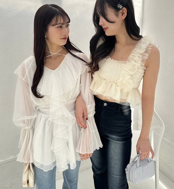  「シャーリングチュールビスチェ」|シャツ・ブラウス|