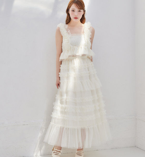  「シャーリングチュールビスチェ」|シャツ・ブラウス|