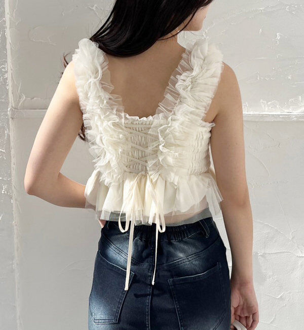  「シャーリングチュールビスチェ」|シャツ・ブラウス|