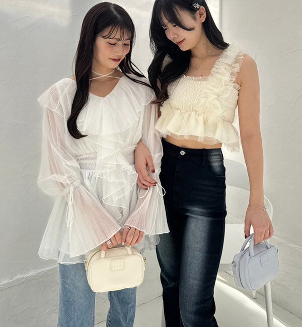  「シャーリングチュールビスチェ」|シャツ・ブラウス|