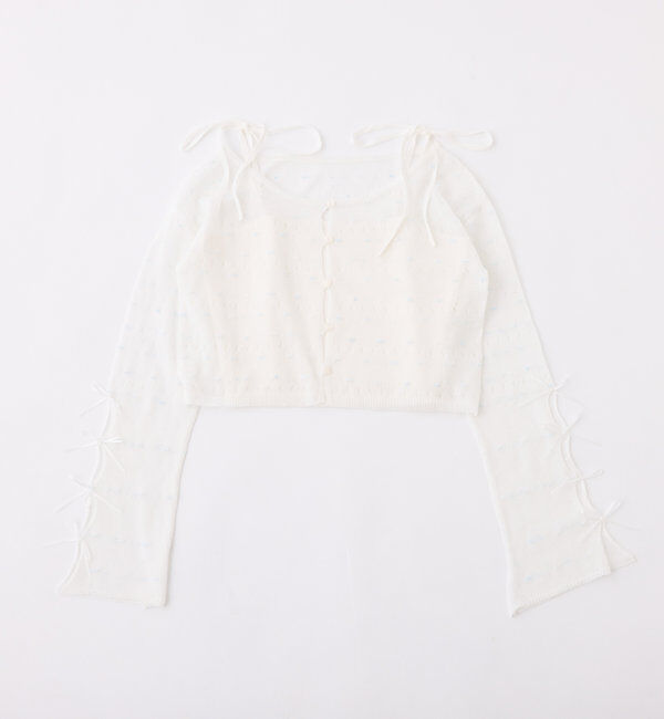  「インナー&times;袖リボンカーデアンサンブル」|ニット・セーター|