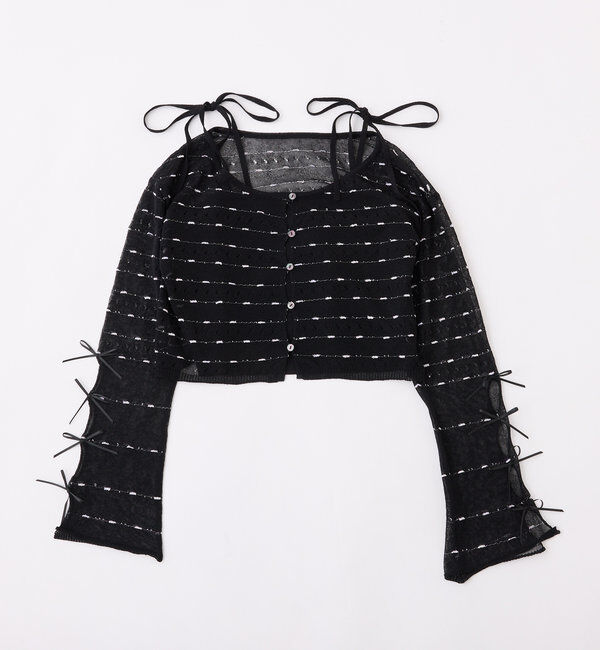  「インナー&times;袖リボンカーデアンサンブル」|ニット・セーター|