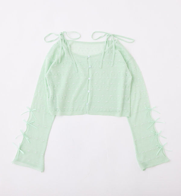  「インナー&times;袖リボンカーデアンサンブル」|ニット・セーター|