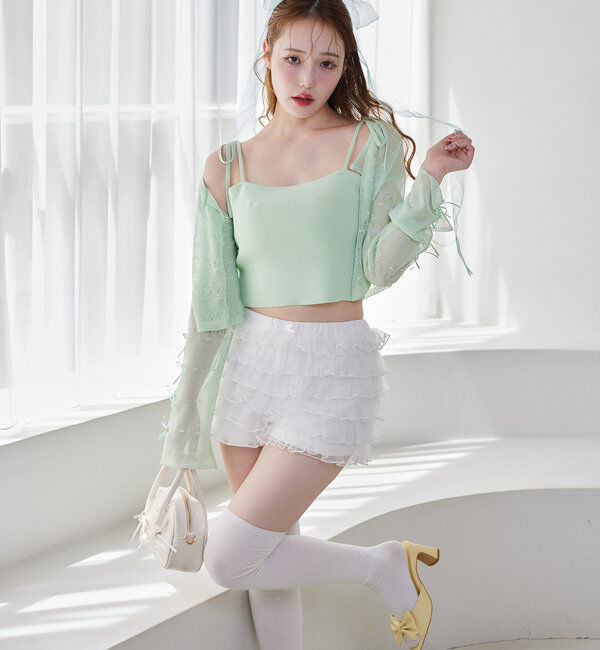  「インナー&times;袖リボンカーデアンサンブル」|ニット・セーター|