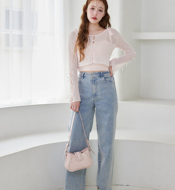  「インナー&times;袖リボンカーデアンサンブル」|ニット・セーター|