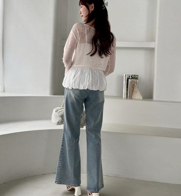  「インナー&times;袖リボンカーデアンサンブル」|ニット・セーター|