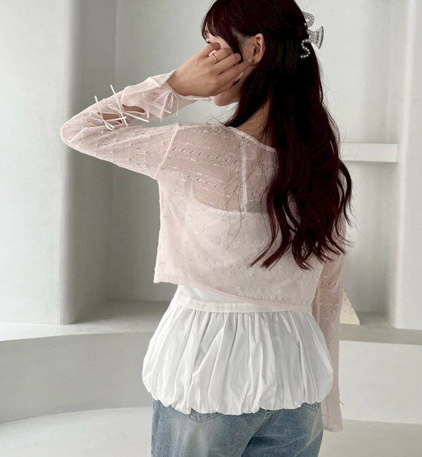  「インナー&times;袖リボンカーデアンサンブル」|ニット・セーター|