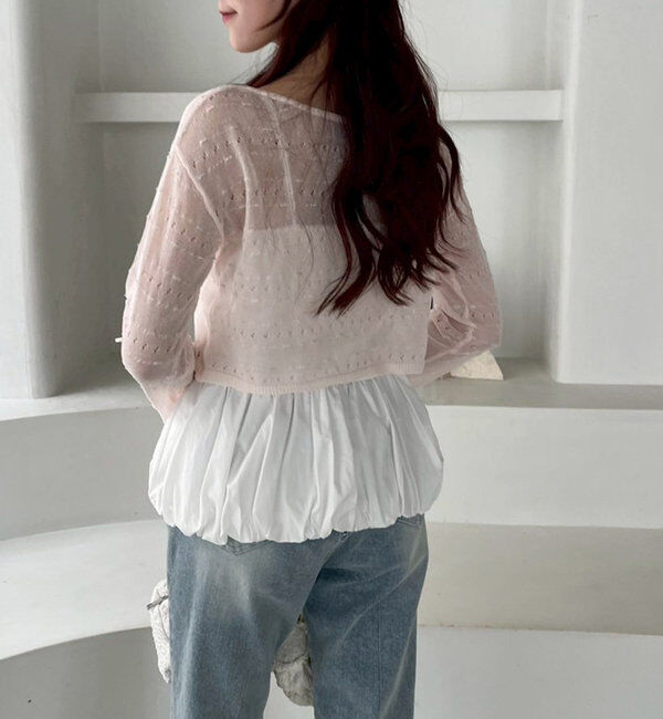  「インナー&times;袖リボンカーデアンサンブル」|ニット・セーター|