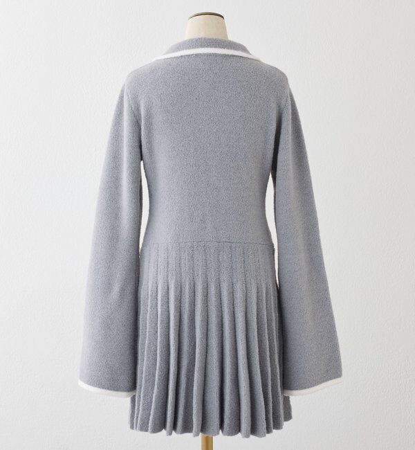  「襟付き配色ニットミニワンピース」|ワンピース|