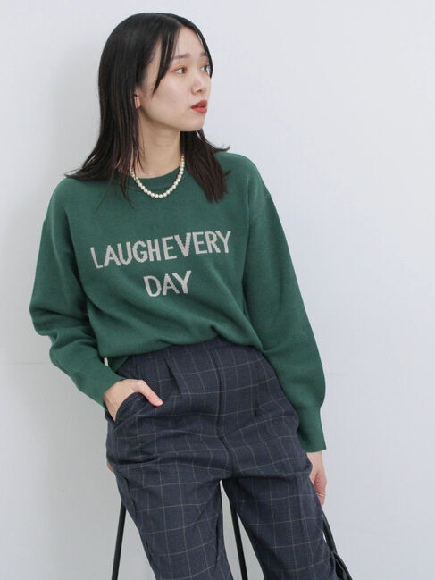 Samansa Mos2 blue「【Hug Knit】ロゴプルオーバー」|ニット・セーター|グリーン