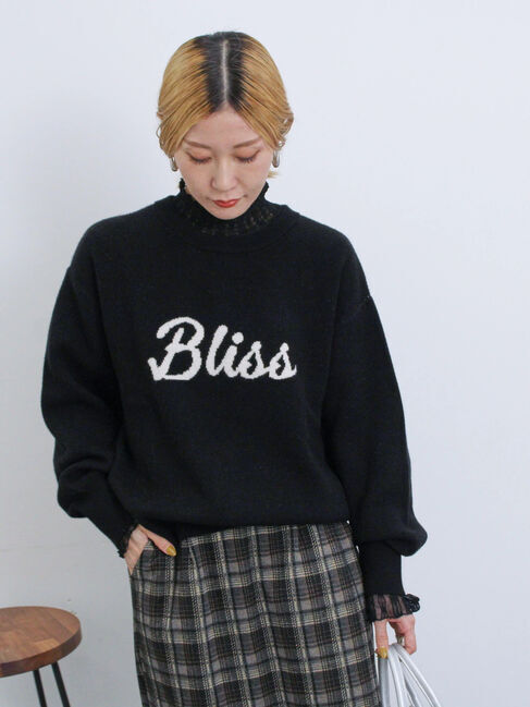 Samansa Mos2 blue「【Hug Knit】ロゴプルオーバー」|ニット・セーター|