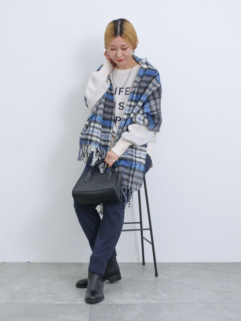 Samansa Mos2 blue「【Hug Knit】ロゴプルオーバー」|ニット・セーター|