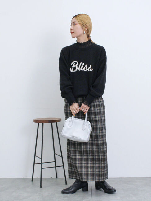 Samansa Mos2 blue「【Hug Knit】ロゴプルオーバー」|ニット・セーター|