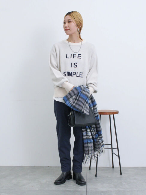 Samansa Mos2 blue「【Hug Knit】ロゴプルオーバー」|ニット・セーター|