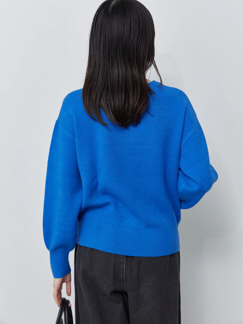 Samansa Mos2 blue「【Hug Knit】ロゴプルオーバー」|ニット・セーター|