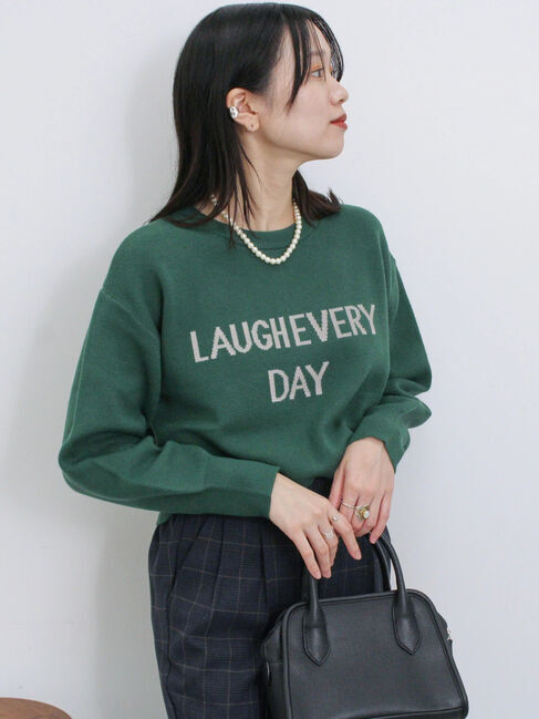 Samansa Mos2 blue「【Hug Knit】ロゴプルオーバー」|ニット・セーター|