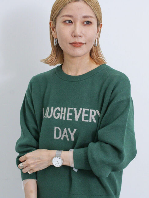 Samansa Mos2 blue「【Hug Knit】ロゴプルオーバー」|ニット・セーター|