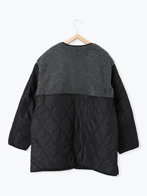 Samansa Mos2 blue「ボアキルトコンビリバーシブルコート」|ブルゾン・スタジャン|