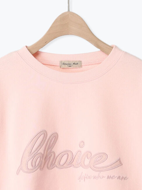 Samansa Mos2「リボン&ロゴチュールアップリケ刺繍スウェット」|Tシャツ・カットソー|