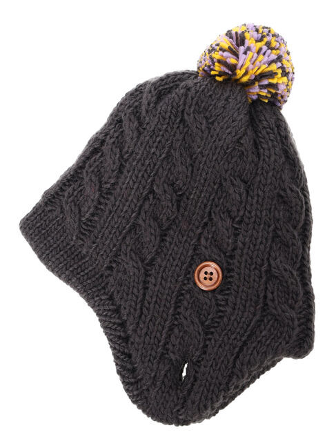  「配色ぽんぽん付きニット帽」|その他|グレー