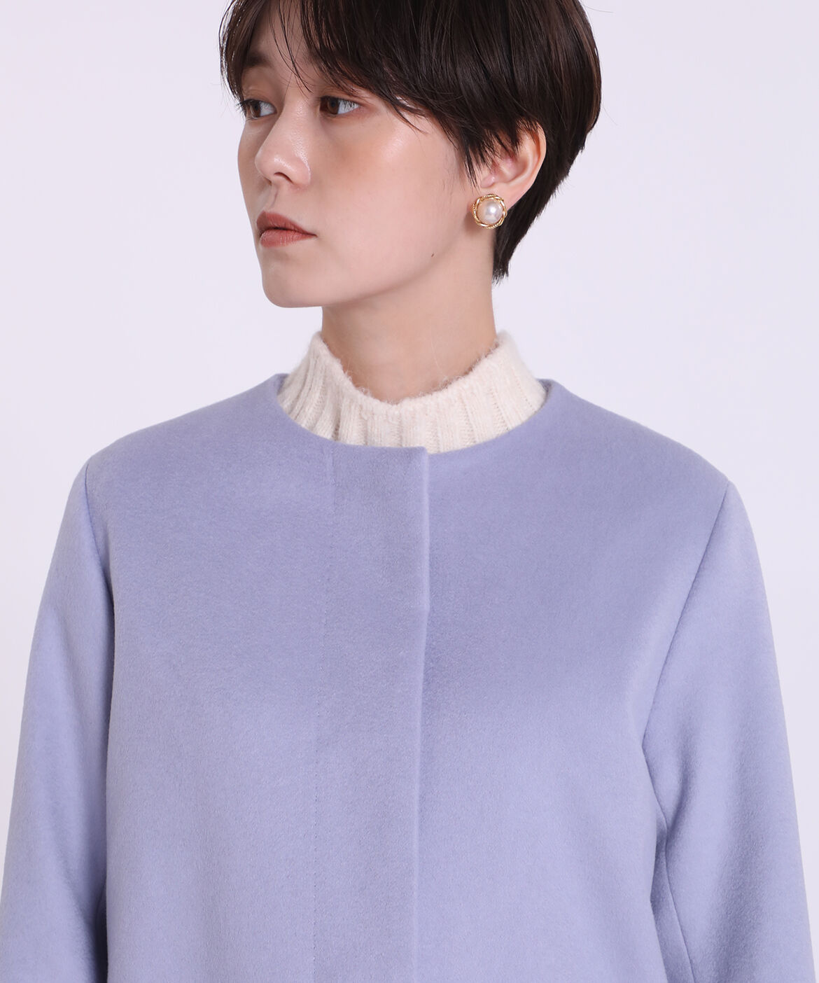 INED CLARO「《WEB限定》ノーカラーカシミヤコート」|ステンカラーコート|