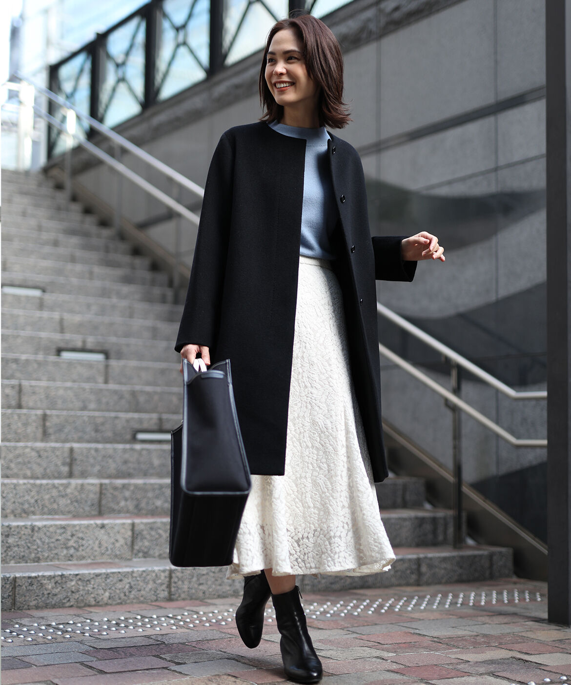 INED CLARO「《WEB限定》ノーカラーカシミヤコート」|ステンカラーコート|