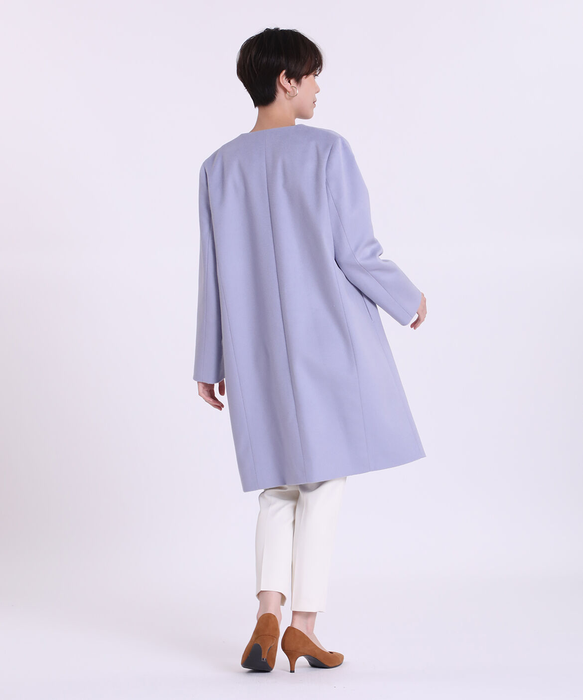 INED CLARO「《WEB限定》ノーカラーカシミヤコート」|ステンカラーコート|