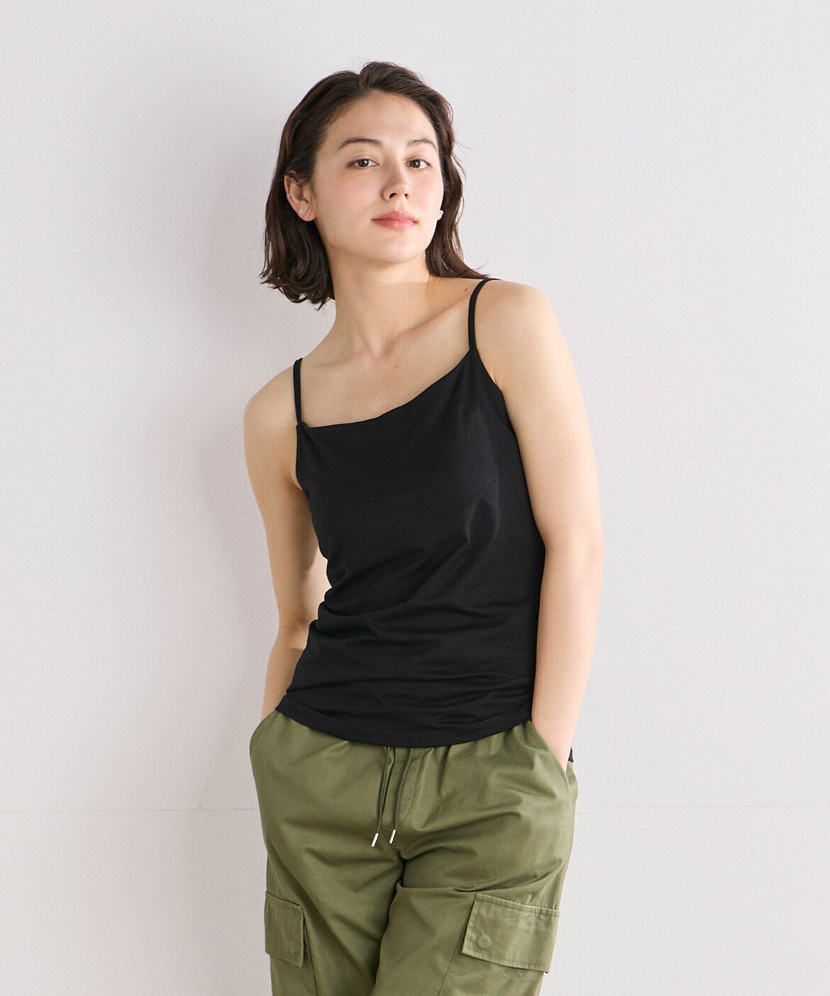 INED「キャミソール《スビン綿MIX天竺/A-GIRL&rsquo;S 》」|キャミソール|ブラック
