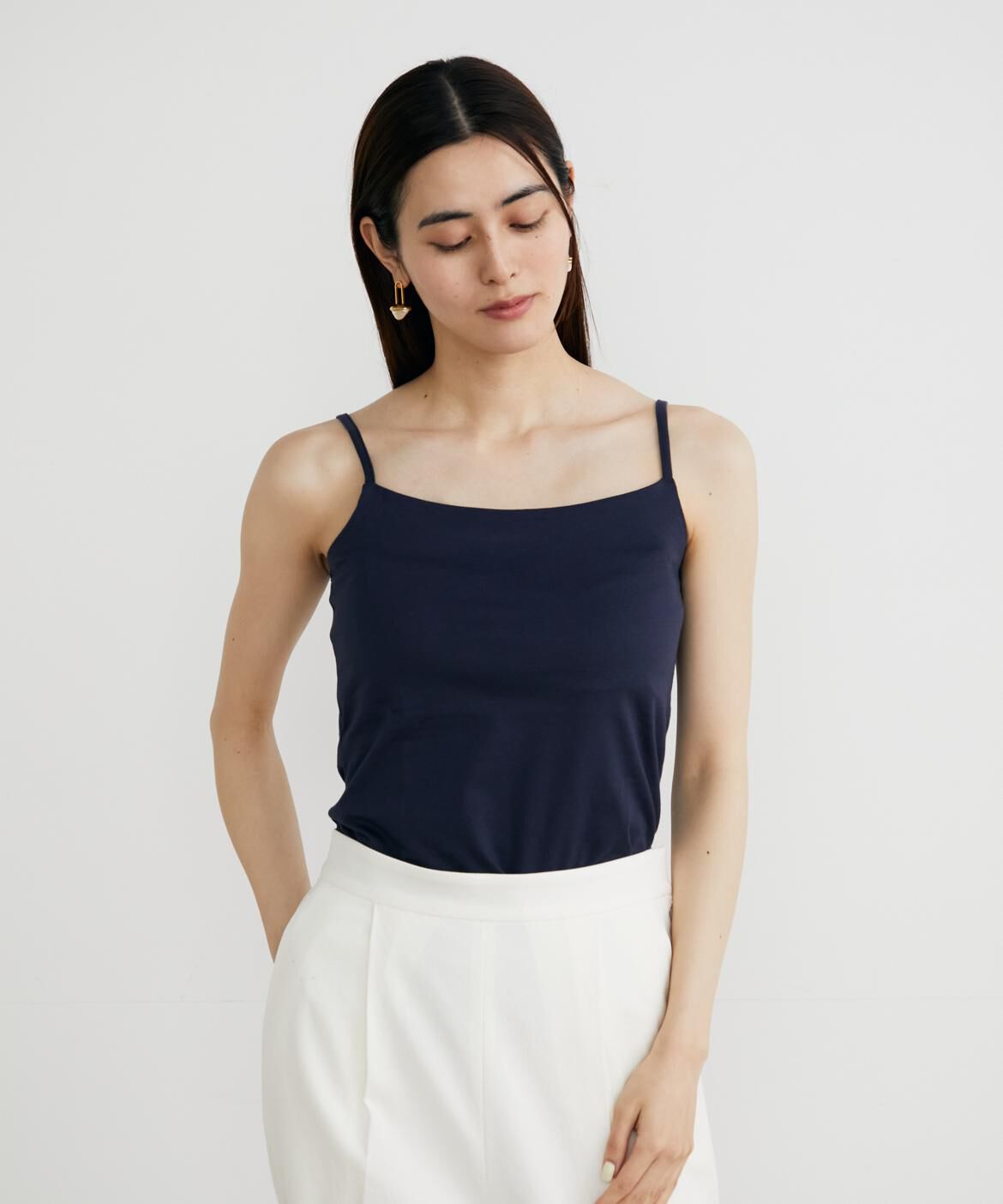 INED「キャミソール《スビン綿MIX天竺/A-GIRL&rsquo;S 》」|キャミソール|ネイビー