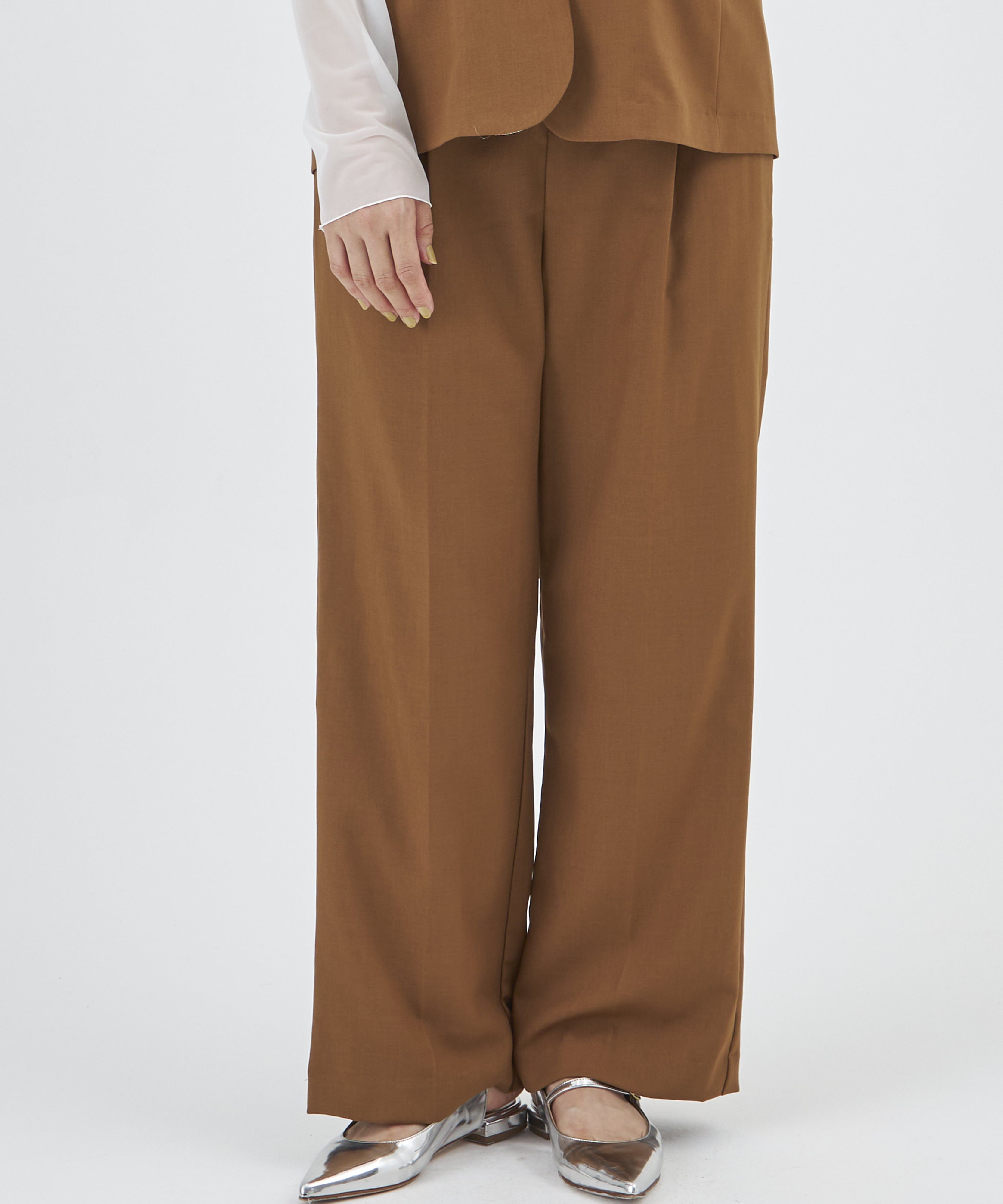 INED「《INED CLARO》ドライツイルマニッシュパンツ」|その他|キャメル1