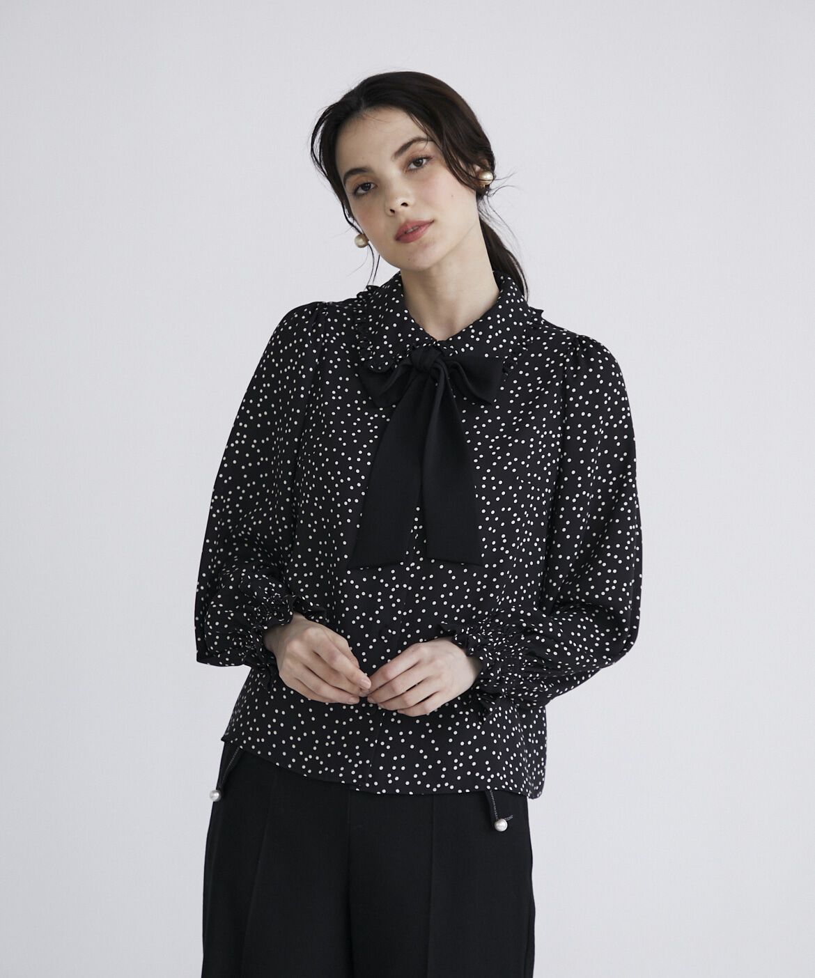 Maglie le cassetto「クラシカルボウタイドットブラウス」|シャツ・ブラウス|