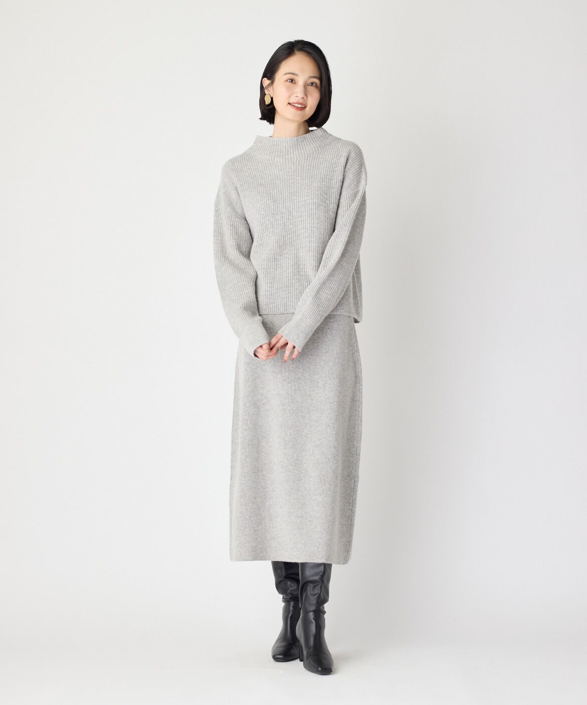 7-IDconcept.「《大きいサイズ》片畦モックネックニット」|ニット・セーター|